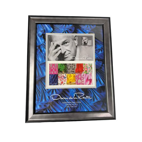 Oscar de la Renta Fashion Icon Matted and Framed‎ Art Photo & Stamp Series 2017 - Picture 1 of 3